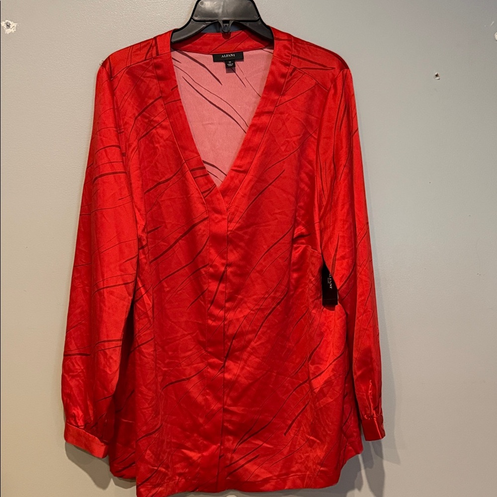 Alfani Vivid Red Satin Blouse